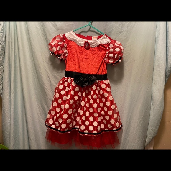 open lace back dress Jerry Leigh Girl's Disney Minnie Mouse Polka Dot Cosplay Tutu Dress - Red